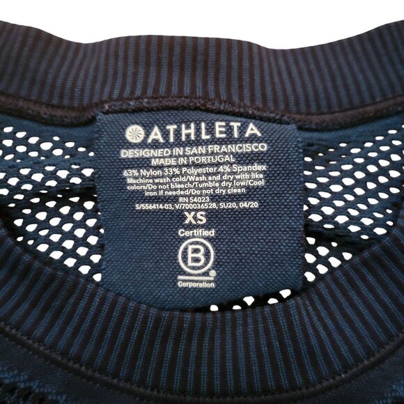 Athleta XS Teal Black Seamless Knit Performance OXYGEN Two Tone Tank - Picture 4 of 4